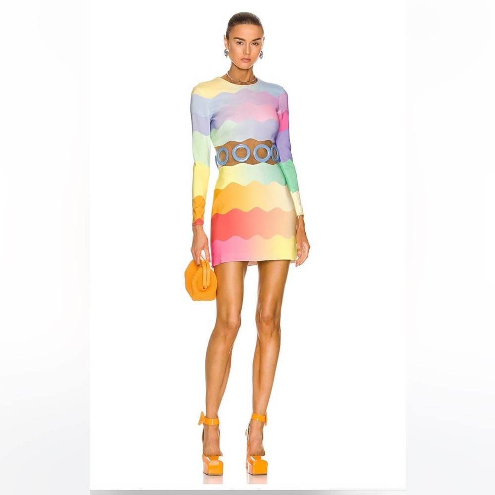 Casablanca rainbow Waist Cut Bodycon Dress size small